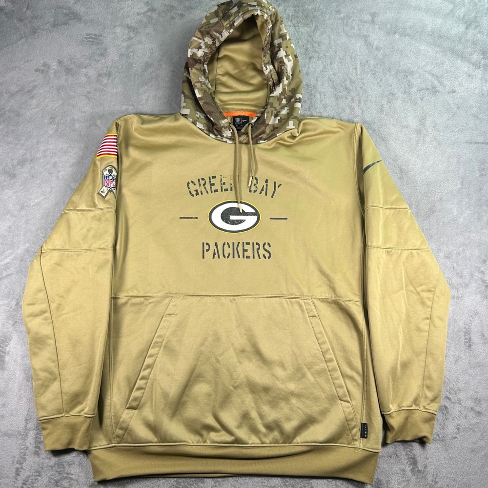 Nike NFL Green Bay Packers Salute to Service Hoodie Tan Camo 4XL Mens